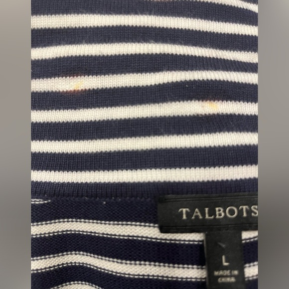Talbots Nautical Navy & White Striped Sweater- Jacket, size L - Picture 4 of 4